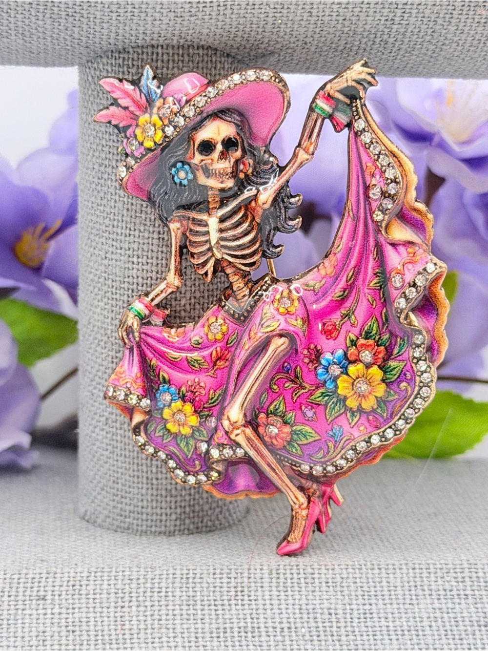 Dancing Skeleton Lady Colorful